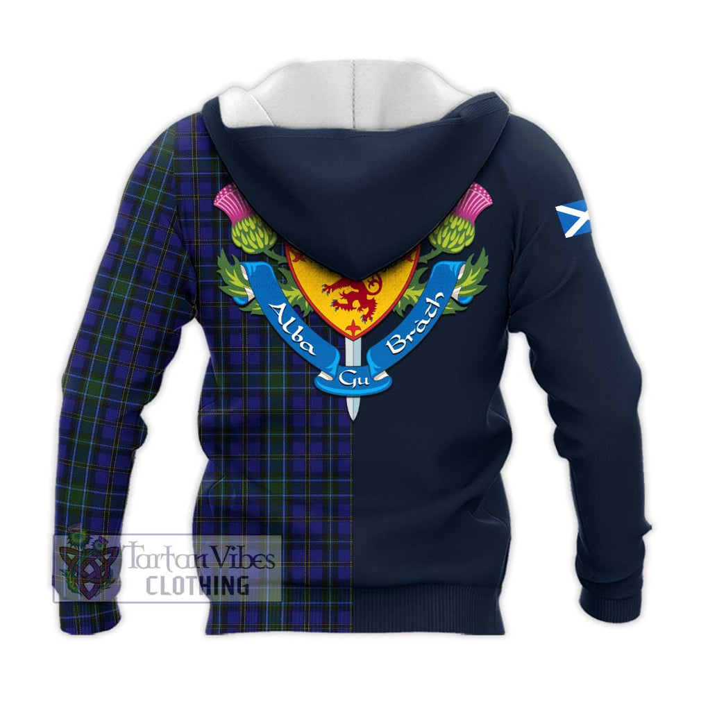 Tartan Vibes Clothing Weir Tartan Knitted Hoodie with Scottish Lion Royal Arm Half Style