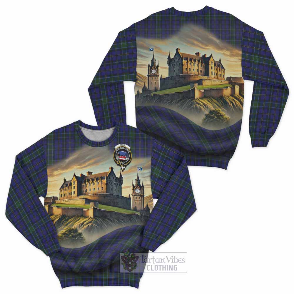 Weir Tartan Family Crest Sweatshirt with Scottish Ancient Castle Style - Tartan Vibes Clothing