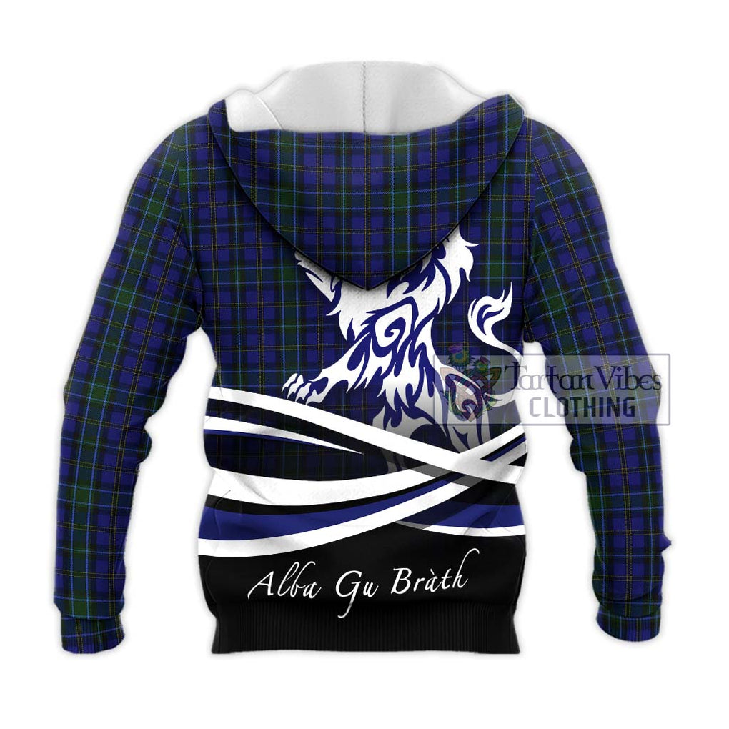 Weir Tartan Knitted Hoodie with Alba Gu Brath Regal Lion Emblem - Tartanvibesclothing Shop