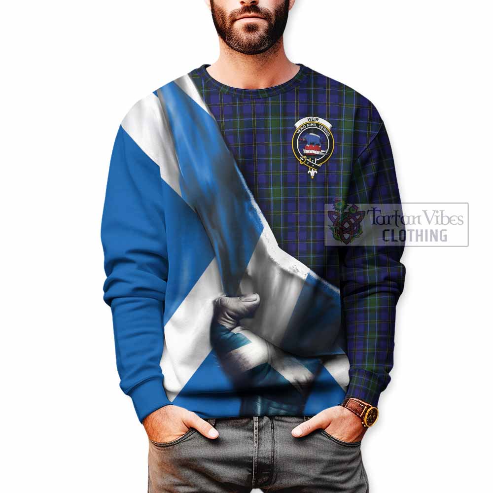 Tartan Vibes Clothing Weir Tartan Sweatshirt with Family Crest Scotland Patriotic Style