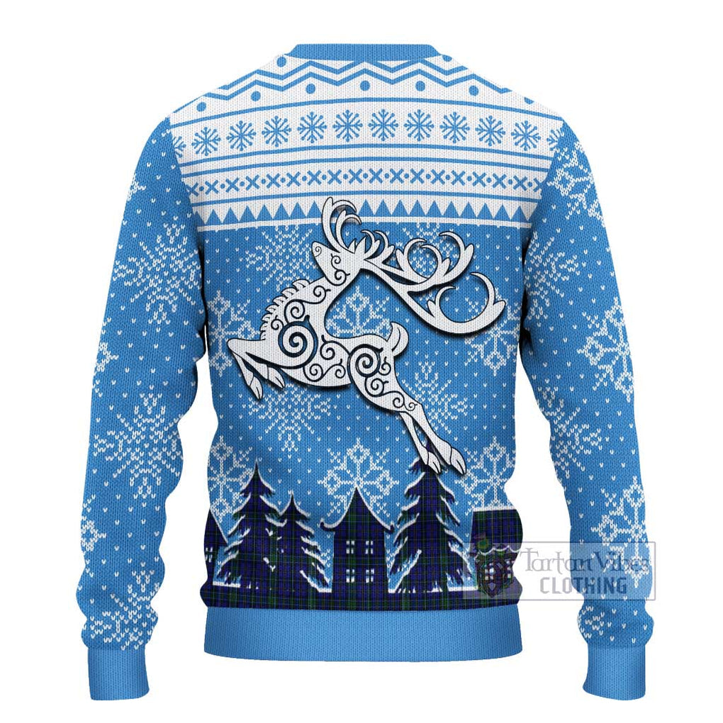 Tartan Vibes Clothing Weir Clan Christmas Ugly Sweater with Tartan and Celtic Raindeer Style