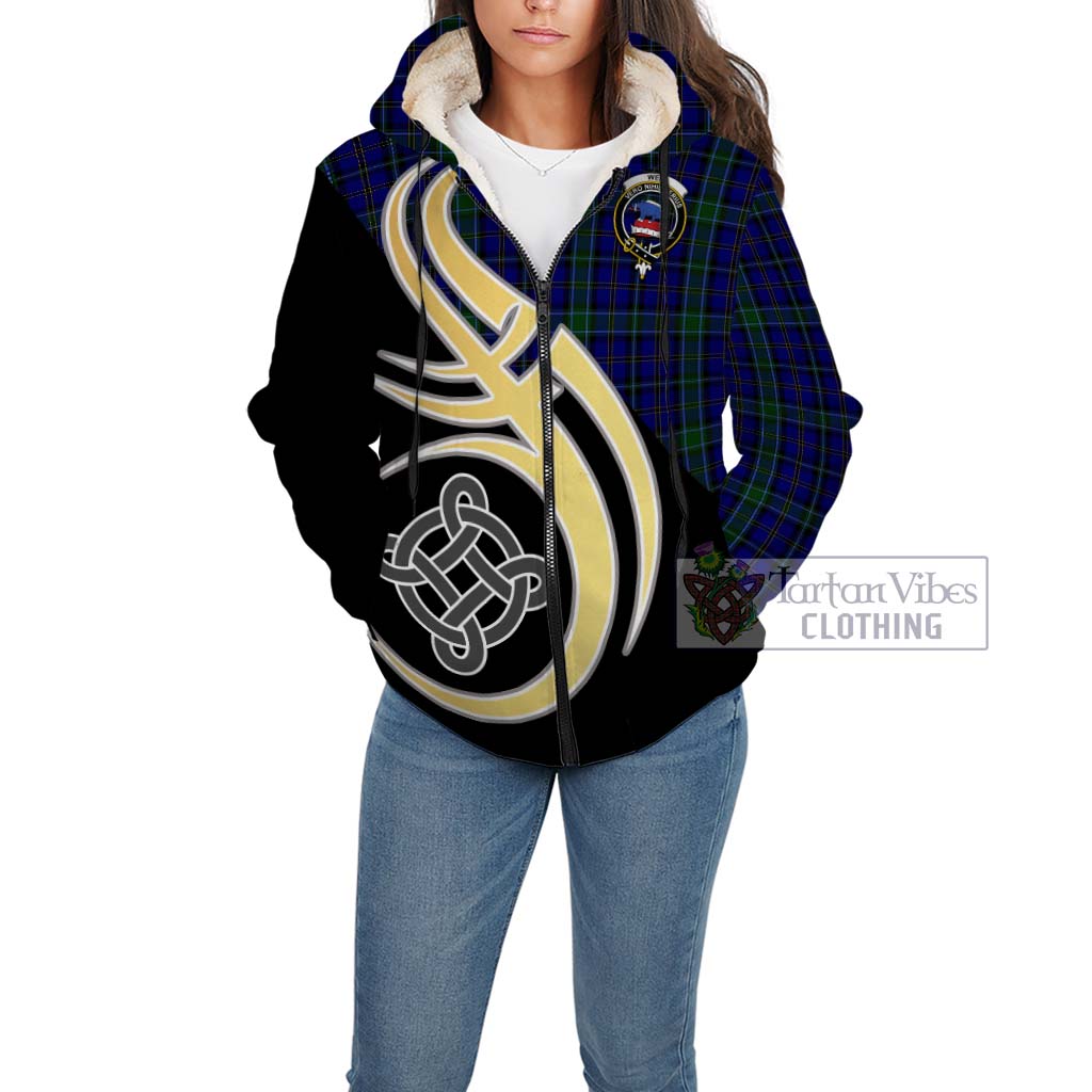 Tartan Vibes Clothing Weir Tartan Sherpa Hoodie with Family Crest and Celtic Symbol Style