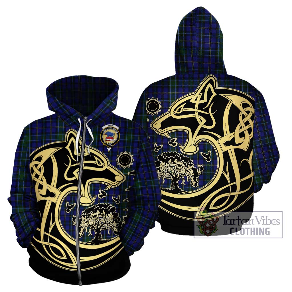 Tartan Vibes Clothing Weir Tartan Hoodie with Family Crest Celtic Wolf Style