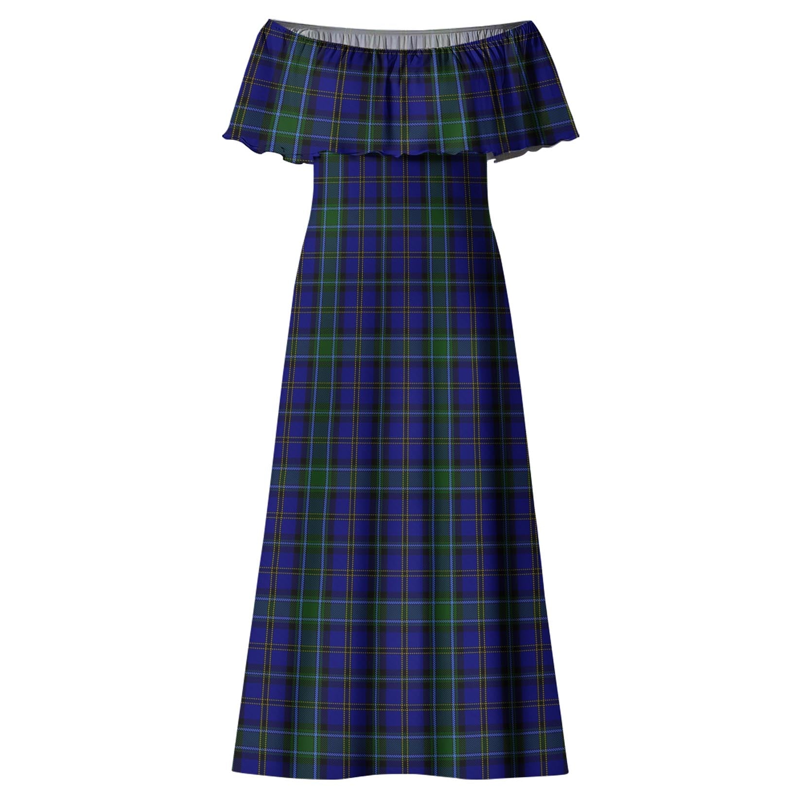 Weir Tartan Off Shoulder Long Dress - Tartanvibesclothing