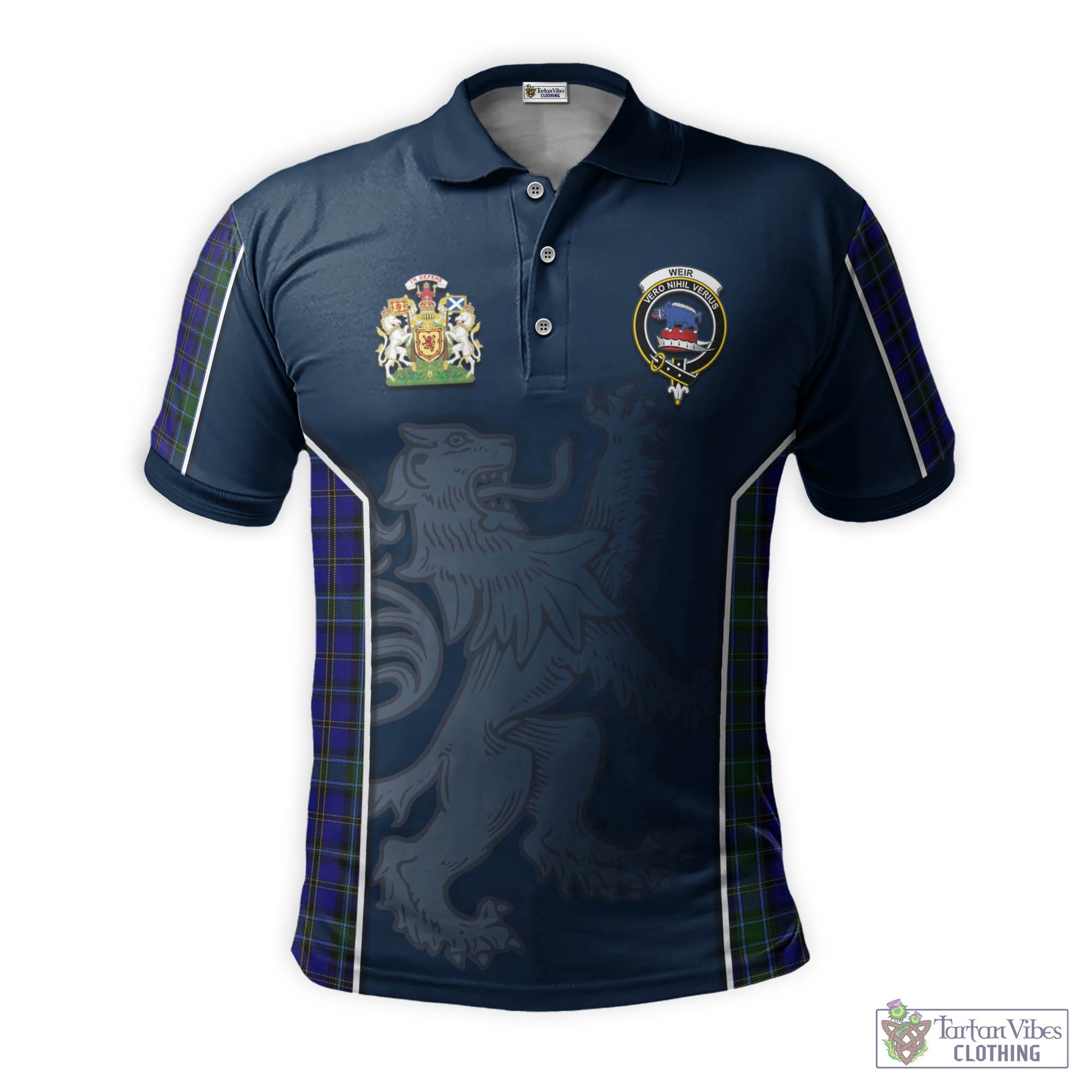 Tartan Vibes Clothing Weir Tartan Men's Polo Shirt with Family Crest and Lion Rampant Vibes Sport Style