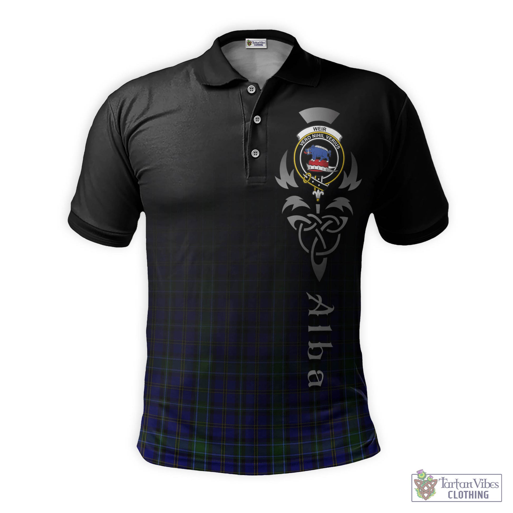 Tartan Vibes Clothing Weir Tartan Polo Shirt Featuring Alba Gu Brath Family Crest Celtic Inspired