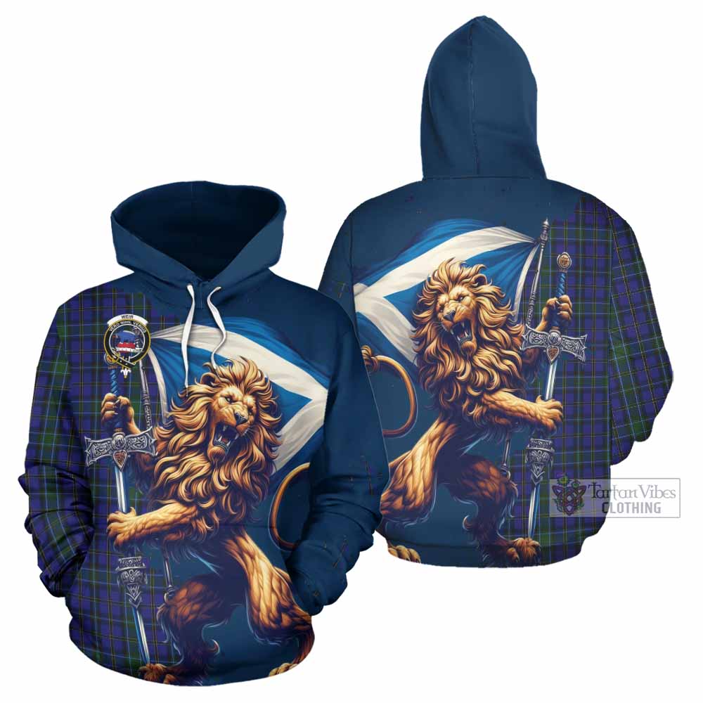 Weir Tartan Family Crest Hoodie with Scottish Majestic Lion