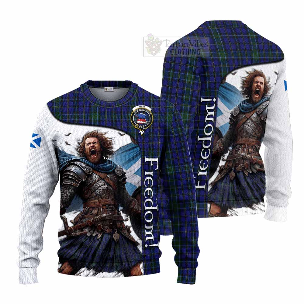 Tartan Vibes Clothing Weir Crest Tartan Knitted Sweater Inspired by the Freedom of Scottish Warrior