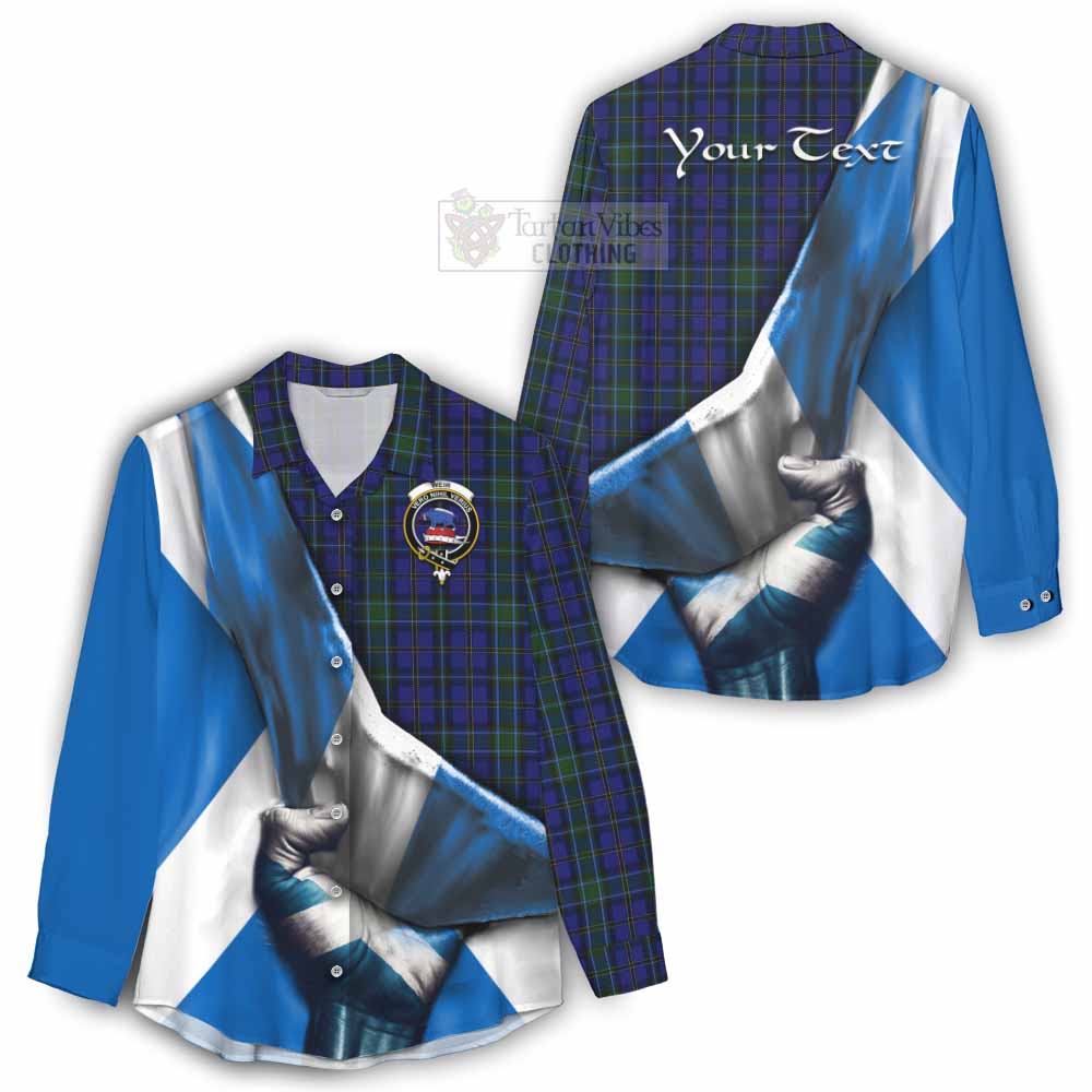 Tartan Vibes Clothing Weir Tartan Women's Casual Shirt with Family Crest Scotland Patriotic Style