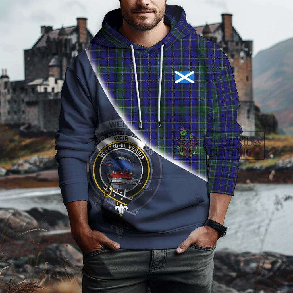 Weir Tartan Hoodie with Personalised National Flag and Family Crest Half Style - Tartanvibesclothing Shop