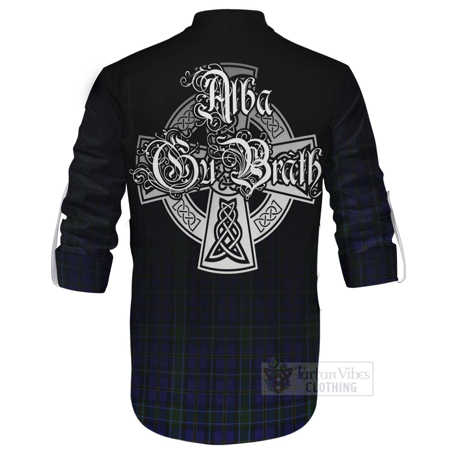 Tartan Vibes Clothing Weir Tartan Ghillie Kilt Shirt Featuring Alba Gu Brath Family Crest Celtic Inspired