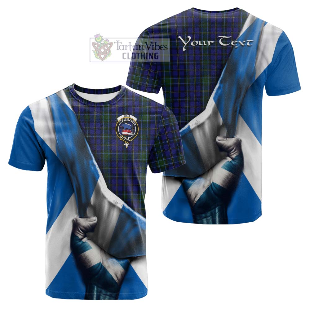 Tartan Vibes Clothing Weir Tartan Cotton T-shirt with Family Crest Scotland Patriotic Style