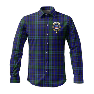 Weir Tartan Long Sleeve Button Up Shirt with Family Crest