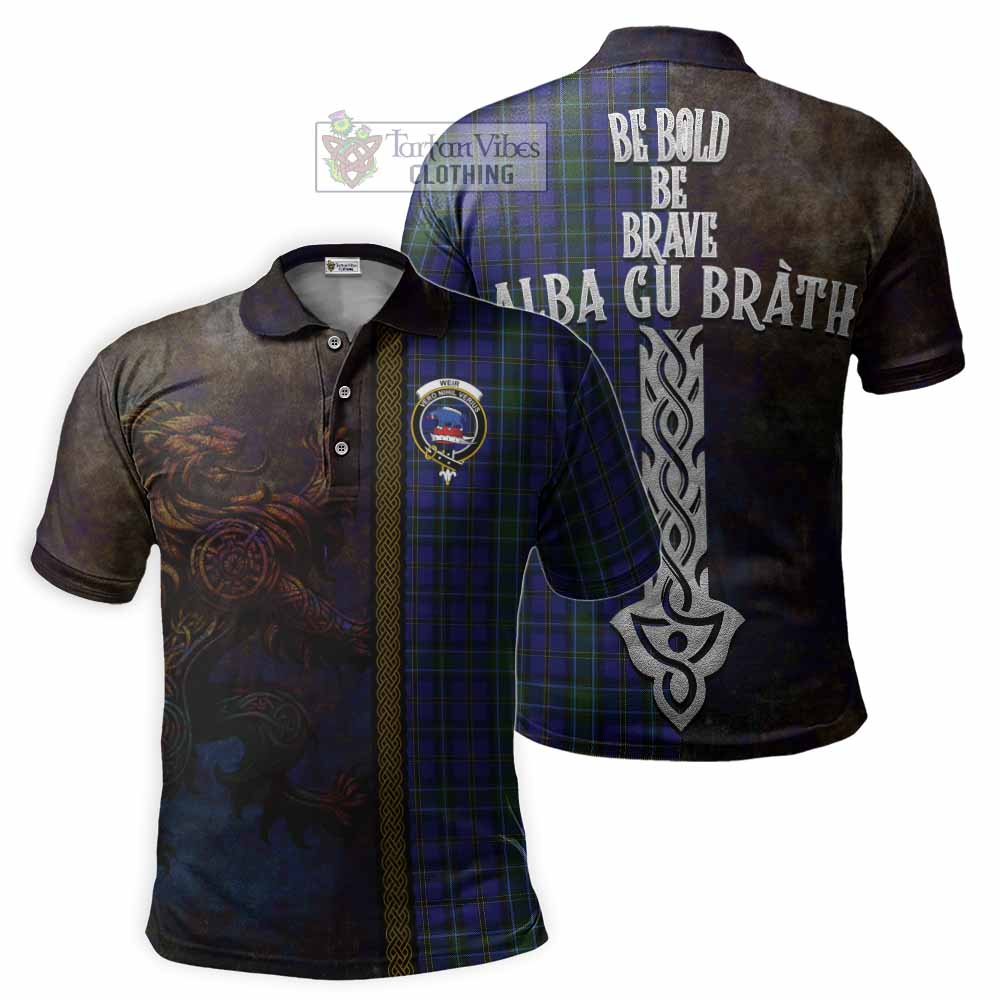 Weir Tartan Family Crest Polo Shirt Alba Gu Brath Be Brave Lion Ancient Style - Tartan Vibes Clothing
