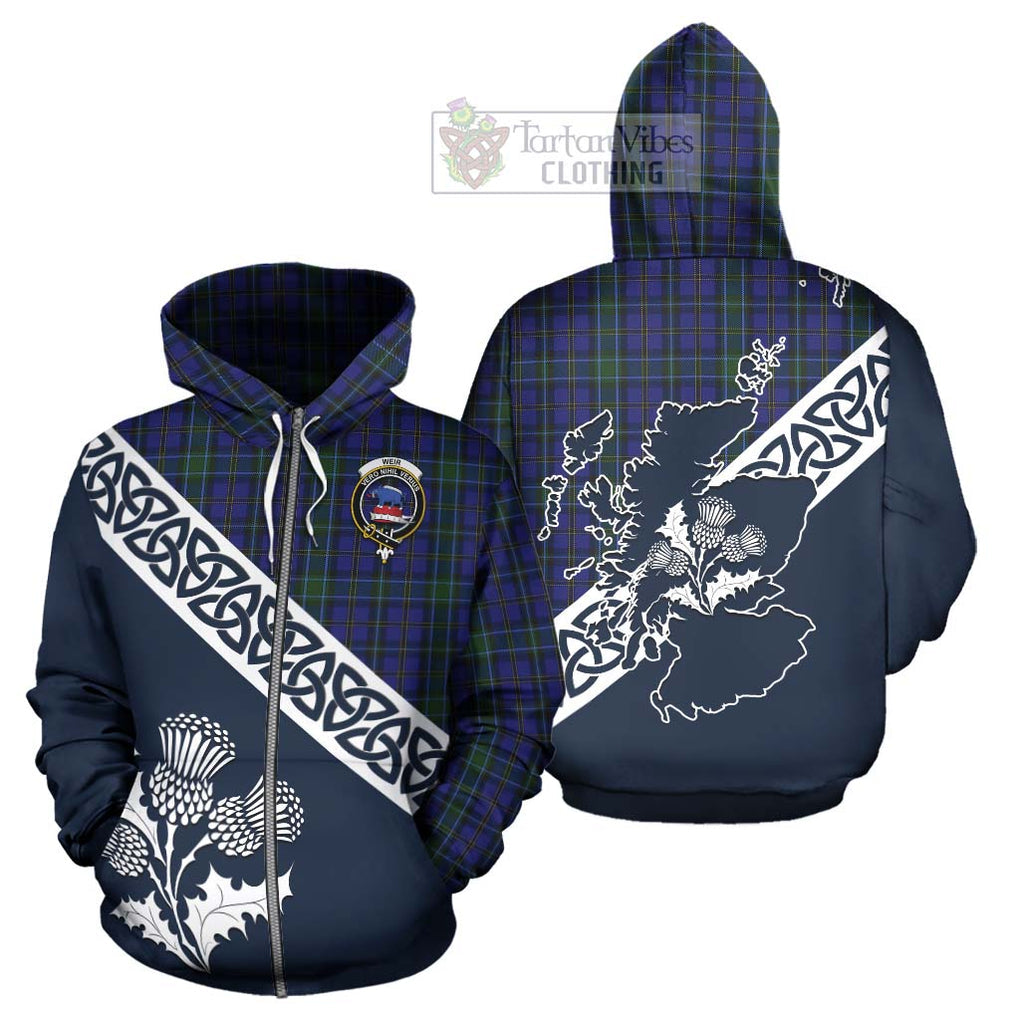 Tartan Vibes Clothing Weir Tartan Hoodie Featuring Thistle and Scotland Map