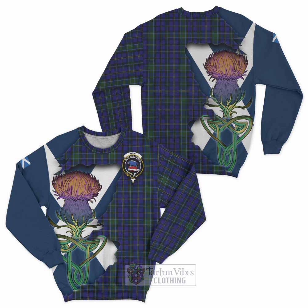 Weir Tartan Family Crest Sweatshirt Scottish Thistle Celtic Inspired - Tartan Vibes Clothing