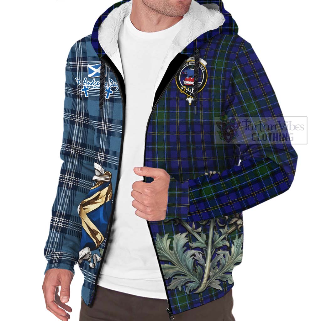 Tartan Vibes Clothing Weir Tartan Sherpa Hoodie Happy St. Andrew's Day Half Tartan Style