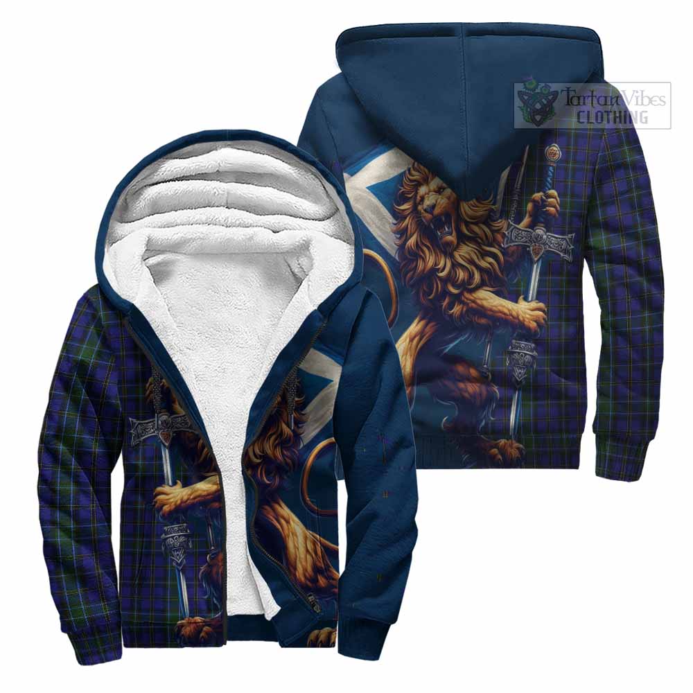 Tartan Vibes Clothing Weir Tartan Family Crest Sherpa Hoodie with Scottish Majestic Lion