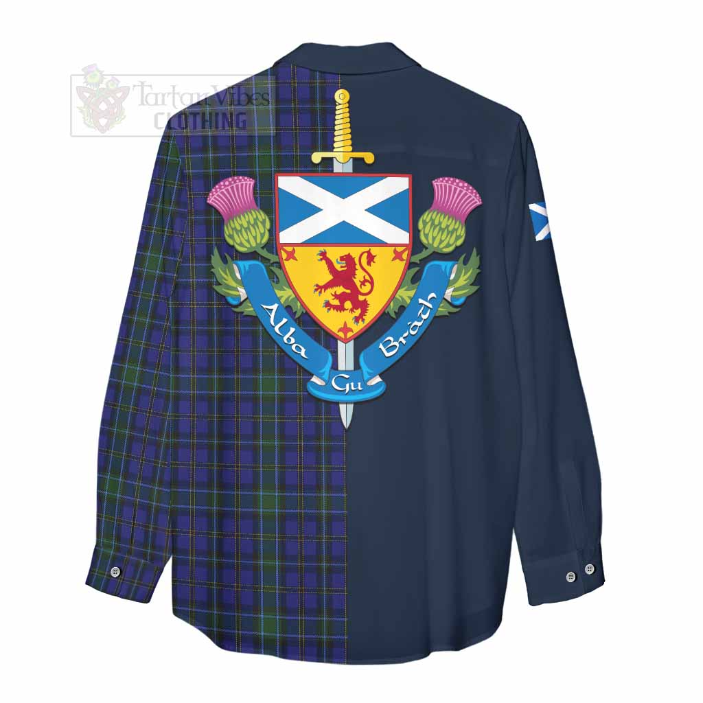 Tartan Vibes Clothing Weir Tartan Women's Casual Shirt Alba with Scottish Lion Royal Arm Half Style