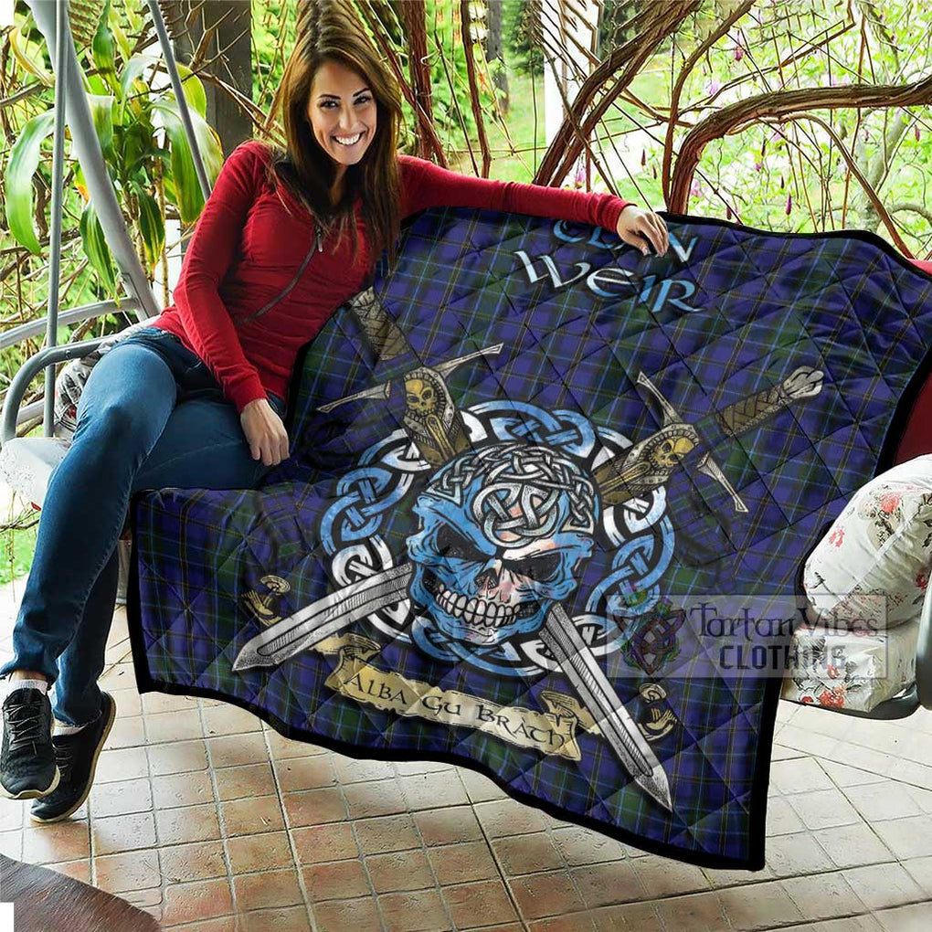 Tartan Vibes Clothing Weir Tartan Quilt with Celtic Skull Alba Gu Brath Style