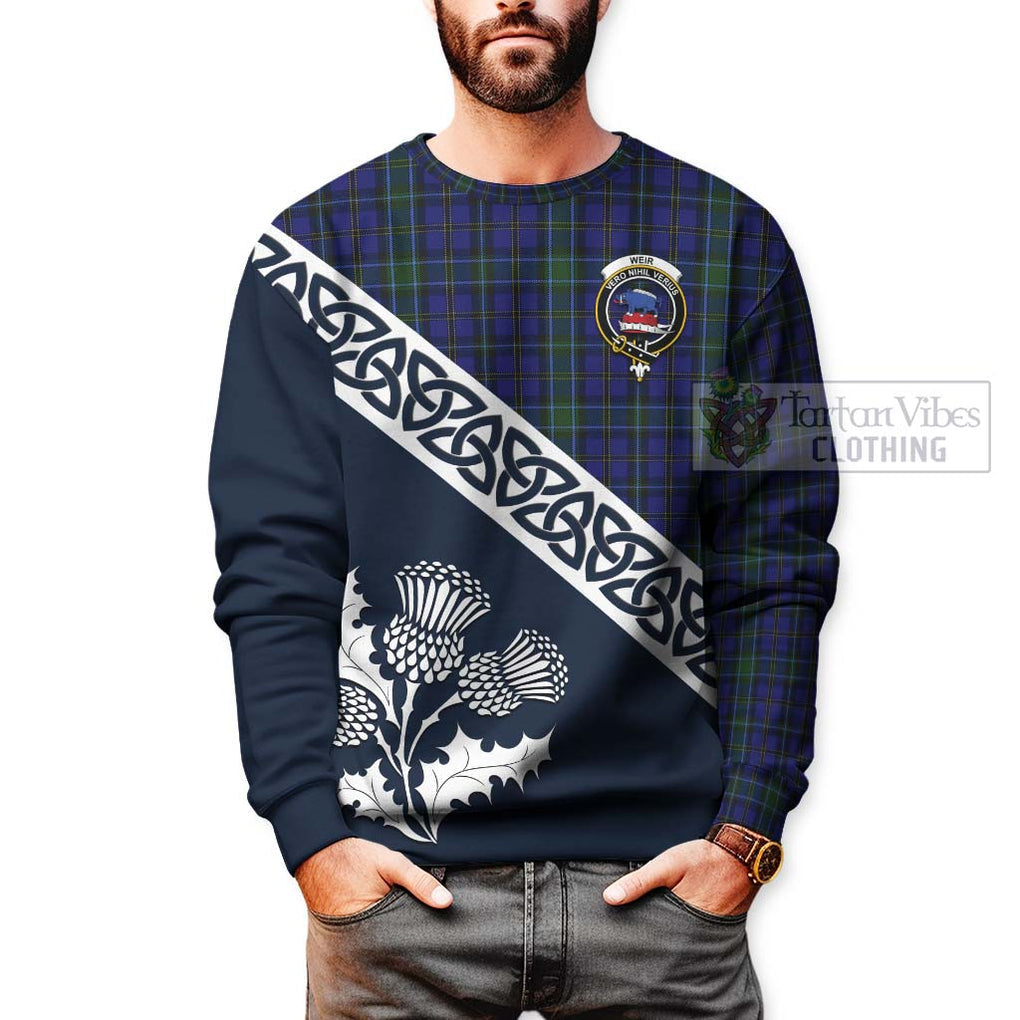 Tartan Vibes Clothing Weir Tartan Sweatshirt Featuring Thistle and Scotland Map