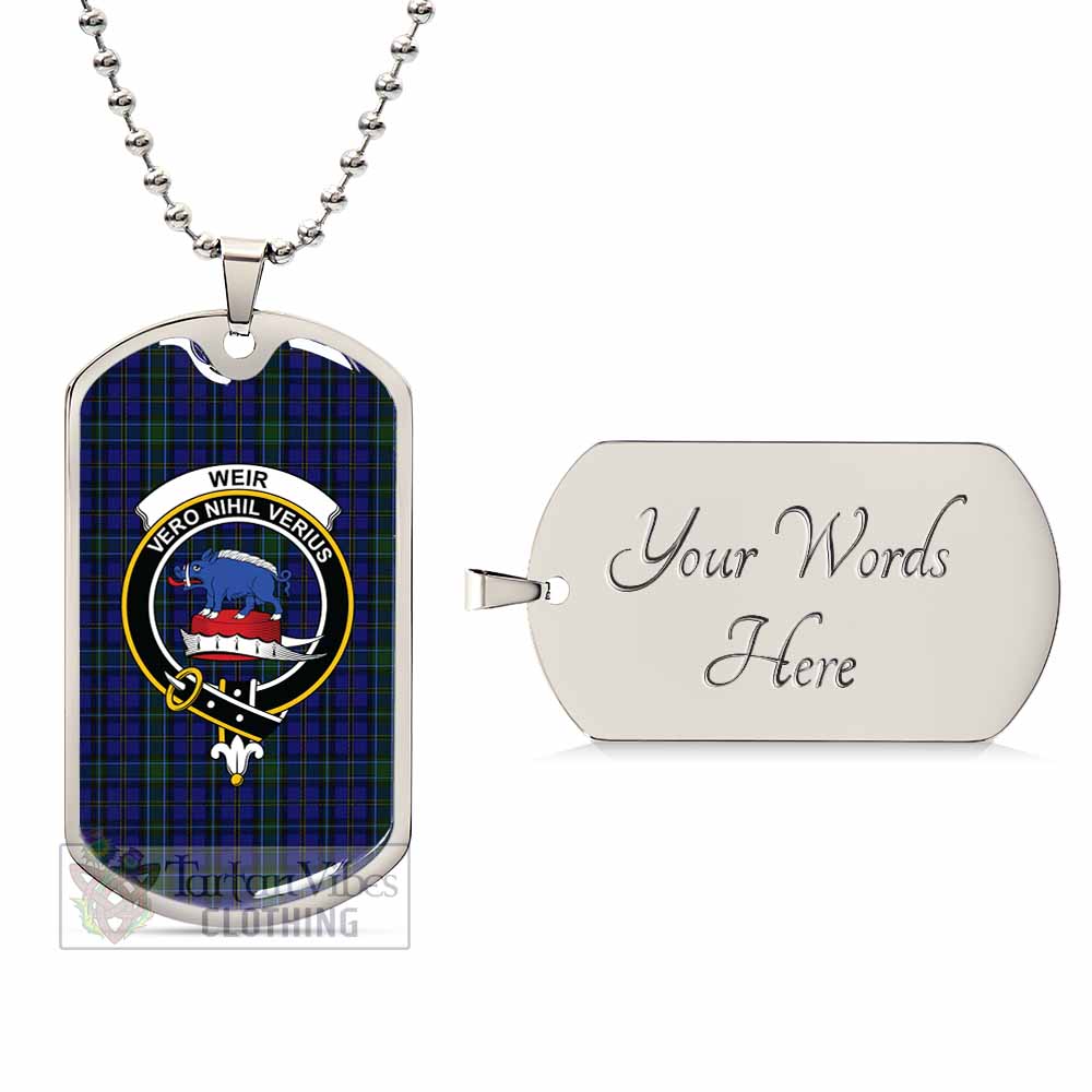 Tartan Vibes Clothing Weir Tartan Dog Tag Necklace with Family Crest