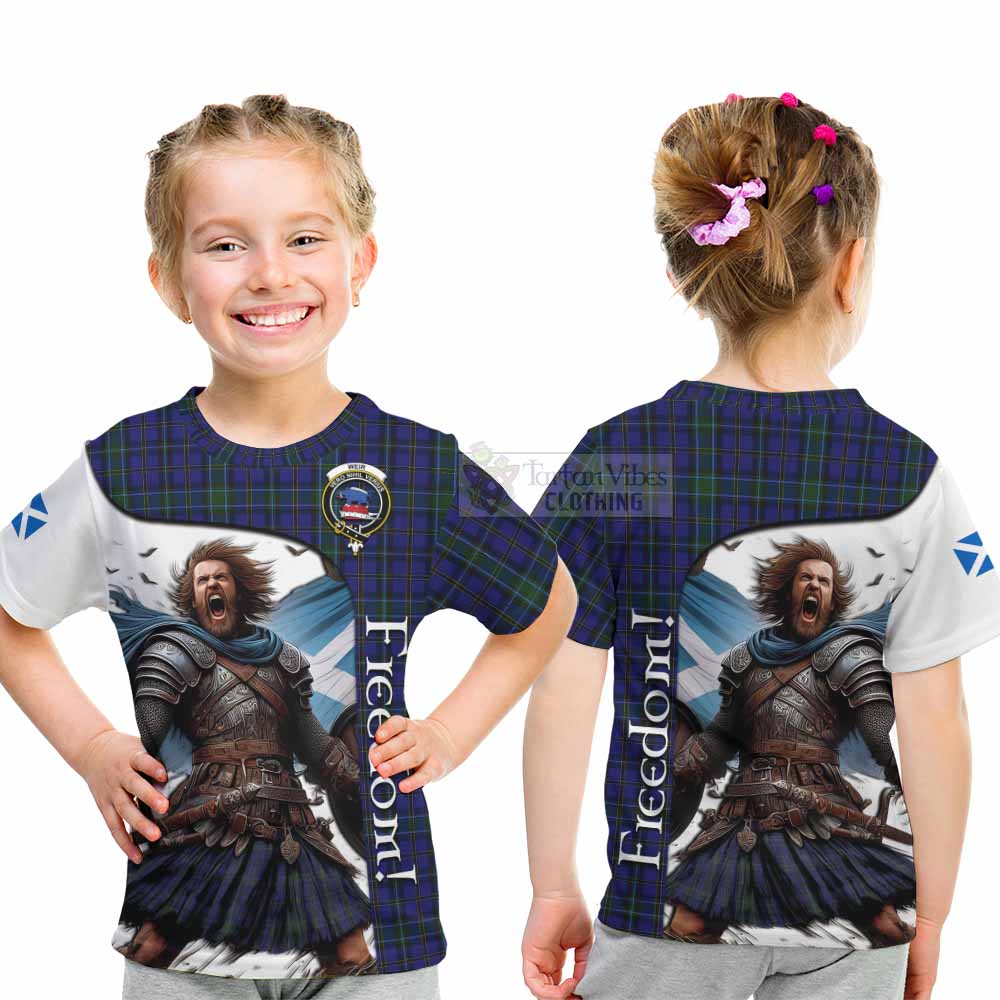Weir Crest Tartan Kid T-Shirt Inspired by the Freedom of Scottish Warrior - Tartan Vibes Clothing