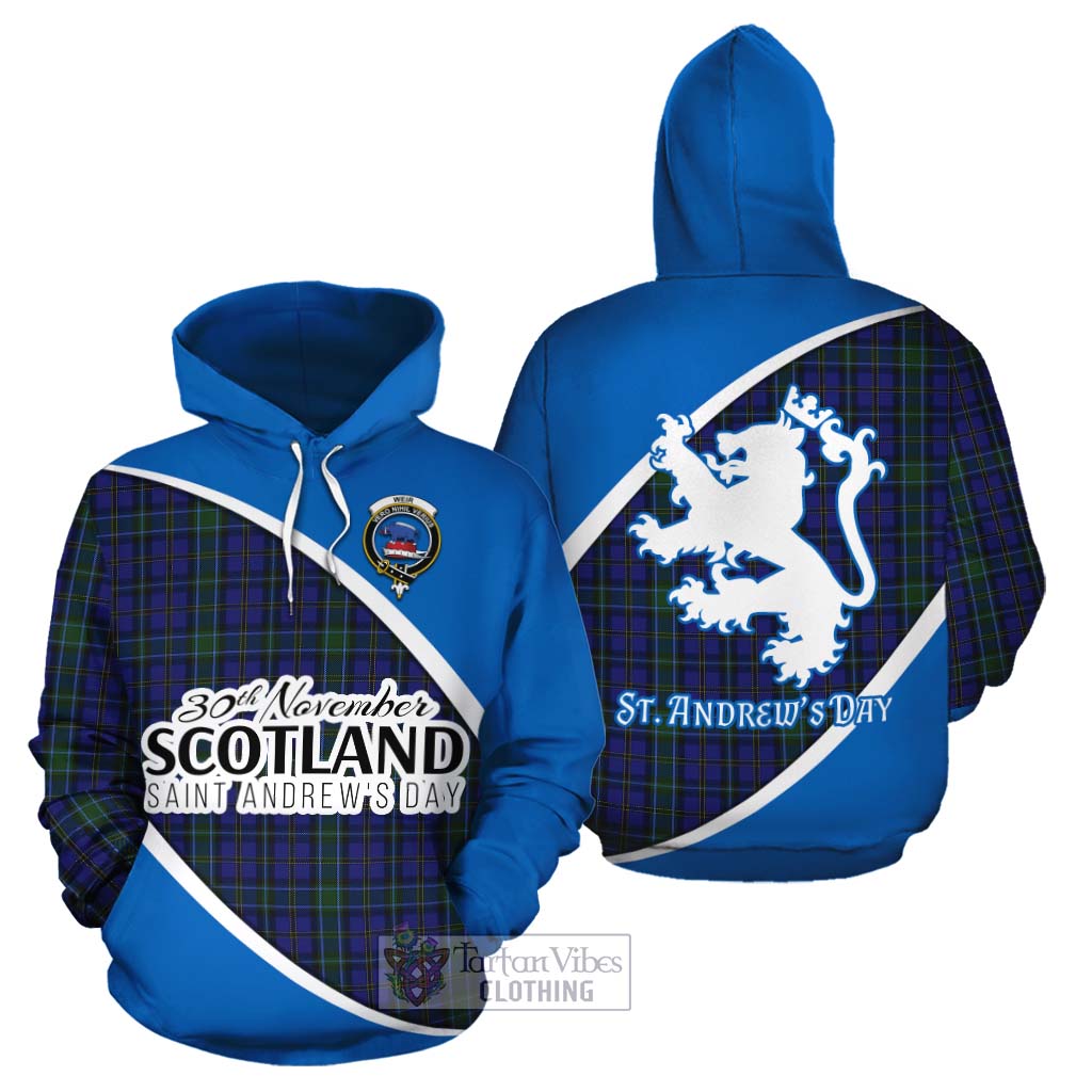 Tartan Vibes Clothing Weir Family Crest Tartan Cotton Hoodie Celebrate Saint Andrew's Day in Style