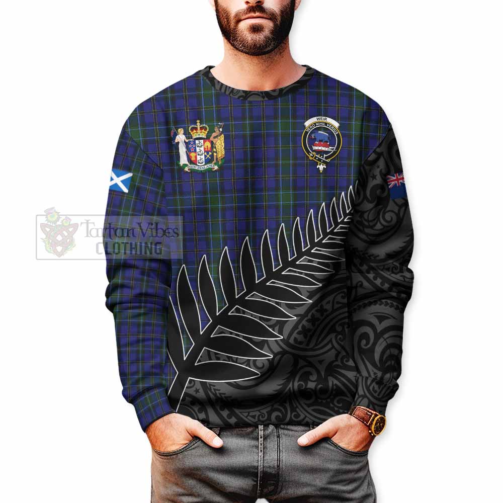 Tartan Vibes Clothing Weir Crest Tartan Sweatshirt with New Zealand Silver Fern Half Style