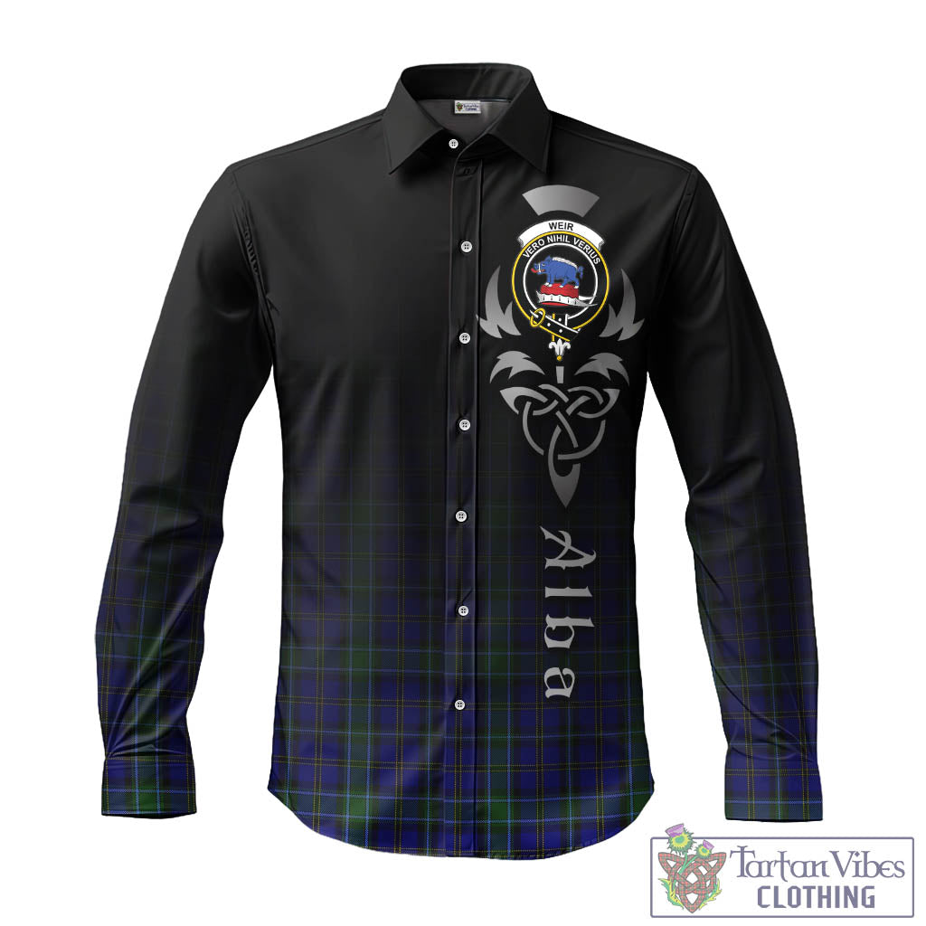 Tartan Vibes Clothing Weir Tartan Long Sleeve Button Up Featuring Alba Gu Brath Family Crest Celtic Inspired