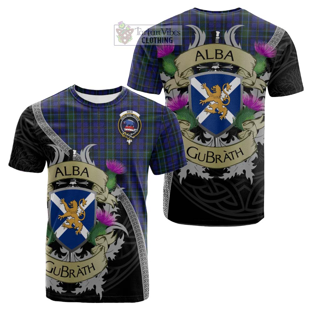 Weir Tartan Family Crest Cotton T-shirt Lion Rampant Royal Thistle Shield Celtic Inspired - Tartan Vibes Clothing