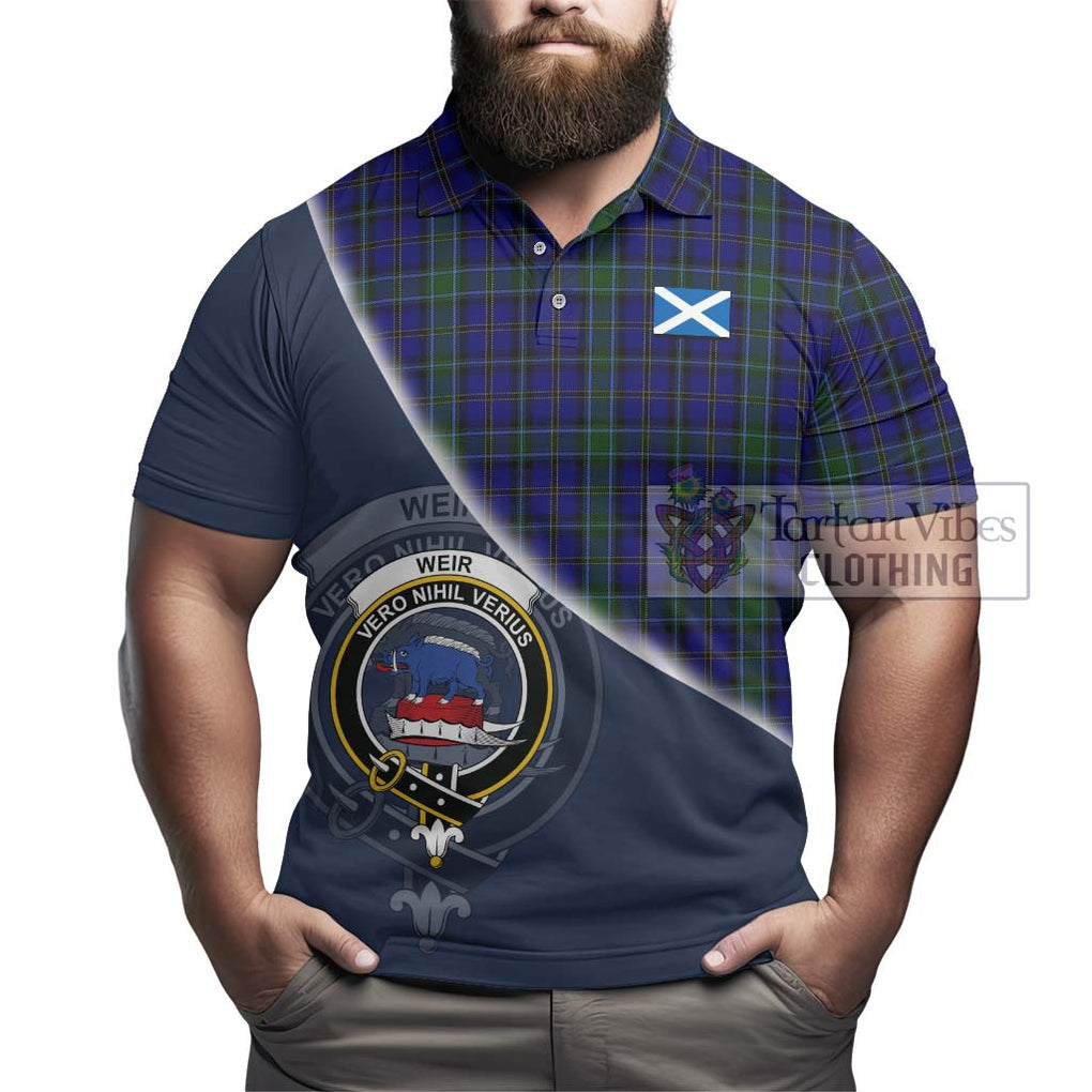 Weir Tartan Polo Shirt with Personalised National Flag and Family Crest Half Style - Tartanvibesclothing Shop