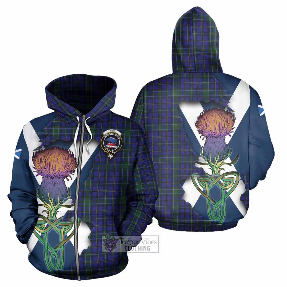 Weir Tartan Family Crest Hoodie Scottish Thistle Celtic Inspired Zip Hoodie - Tartan Vibes Clothing