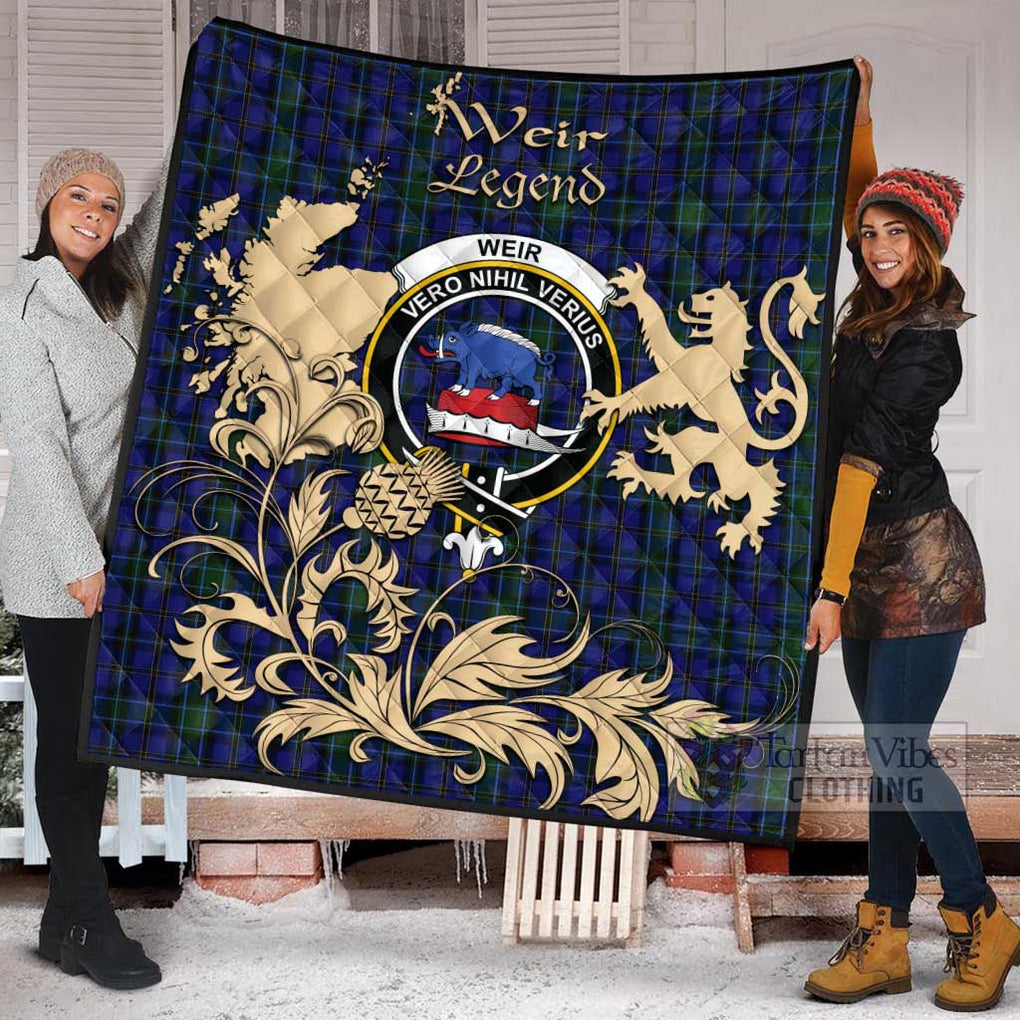 Tartan Vibes Clothing Weir Tartan Quilt with Family Crest and Scottish Symbol Style