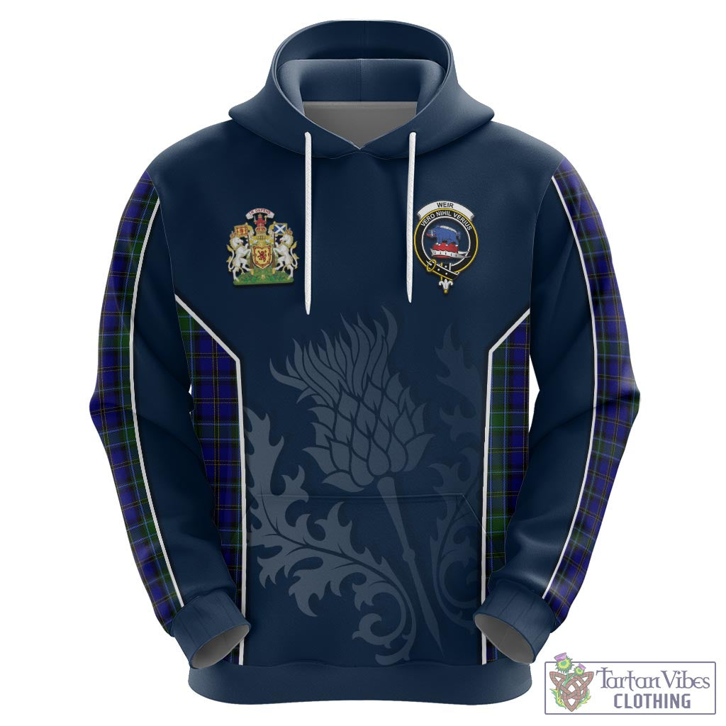 Tartan Vibes Clothing Weir Tartan Hoodie with Family Crest and Scottish Thistle Vibes Sport Style