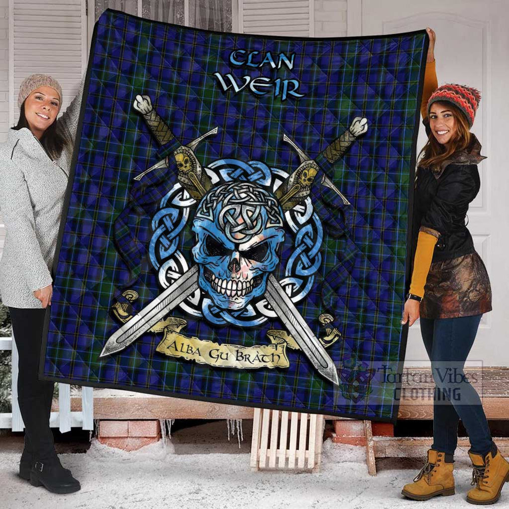 Tartan Vibes Clothing Weir Tartan Quilt with Celtic Skull Alba Gu Brath Style