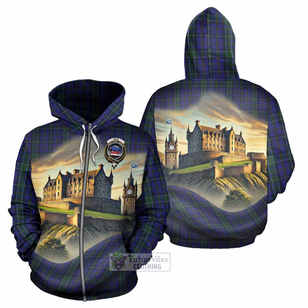 Weir Tartan Family Crest Hoodie with Scottish Ancient Castle Style Zip Hoodie - Tartan Vibes Clothing