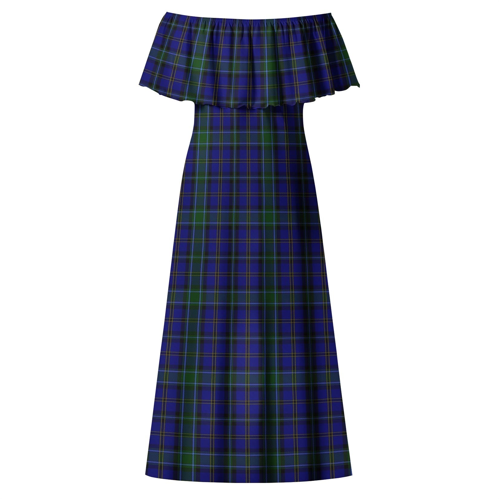 Weir Tartan Off Shoulder Long Dress - Tartanvibesclothing