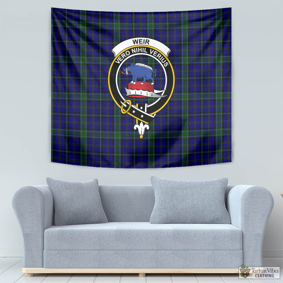 Tartan Vibes Clothing Weir Tartan Tapestry Wall Hanging and Home Decor for Room with Family Crest