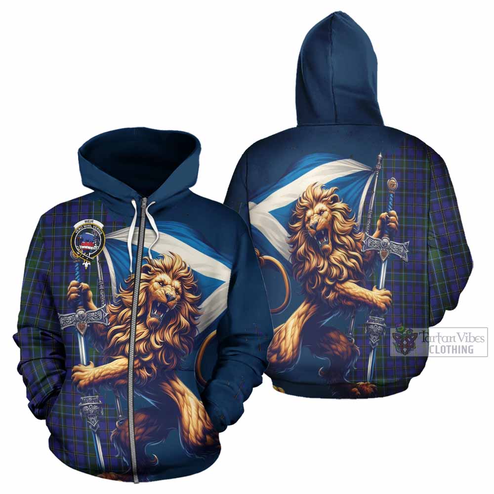 Weir Tartan Family Crest Hoodie with Scottish Majestic Lion