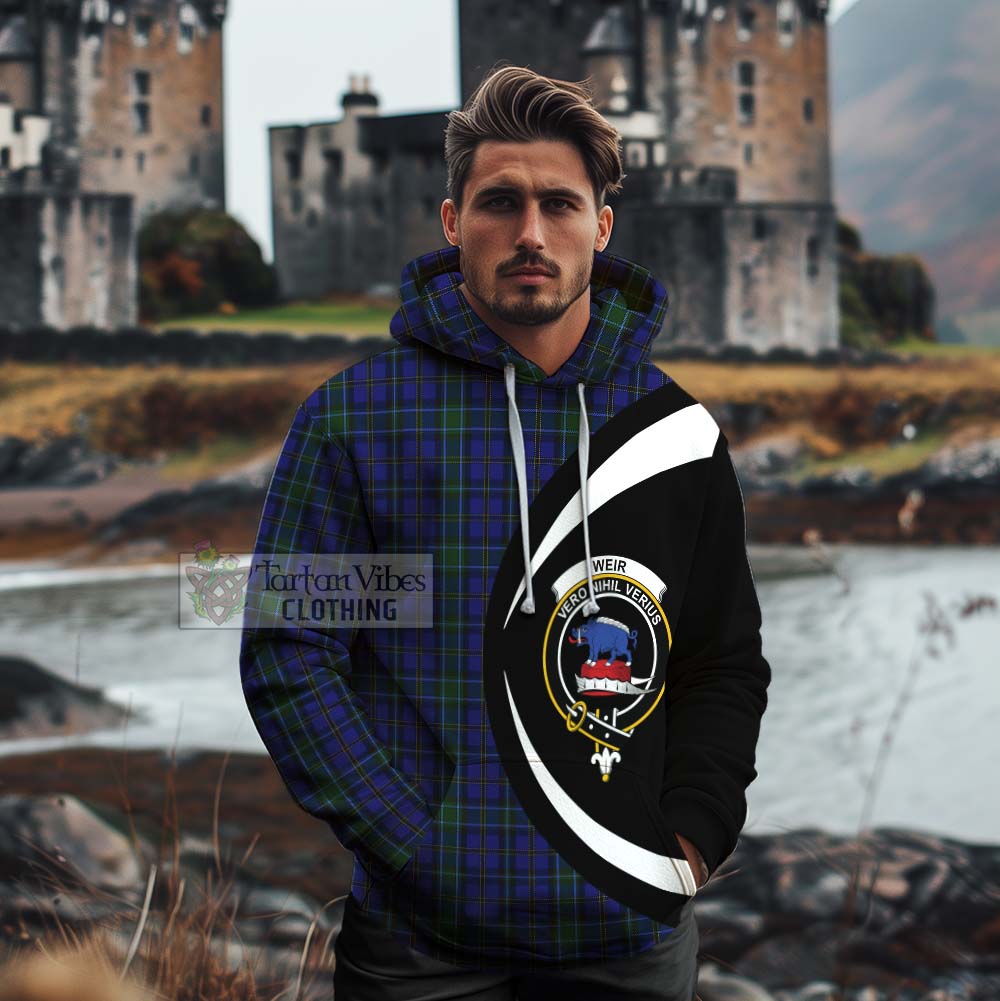 Tartan Vibes Clothing Weir Tartan Cotton Hoodie with Family Crest Circle Style