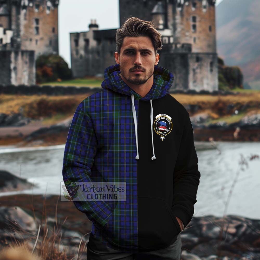 Tartan Vibes Clothing Weir Tartan Cotton Hoodie with Family Crest and Half Of Me Style