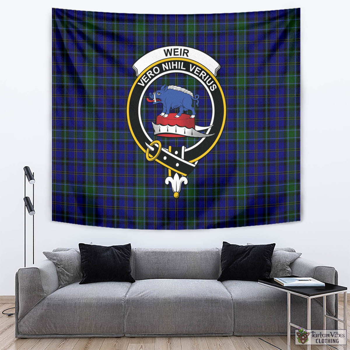 Tartan Vibes Clothing Weir Tartan Tapestry Wall Hanging and Home Decor for Room with Family Crest