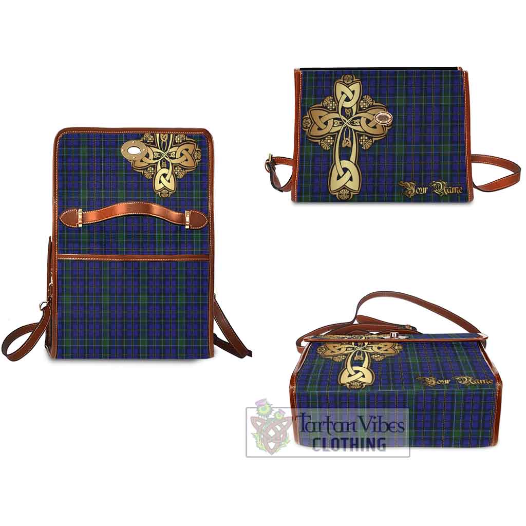 Tartan Vibes Clothing Weir Tartan Waterproof Canvas Bag Golden Thistle Celtic Cross Style