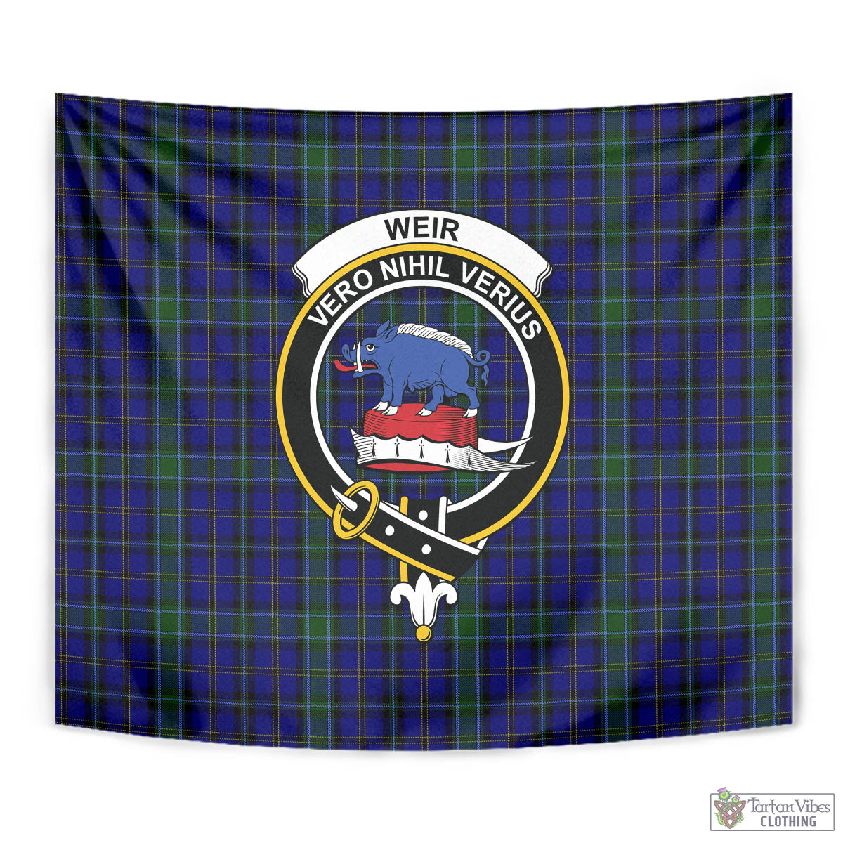 Tartan Vibes Clothing Weir Tartan Tapestry Wall Hanging and Home Decor for Room with Family Crest