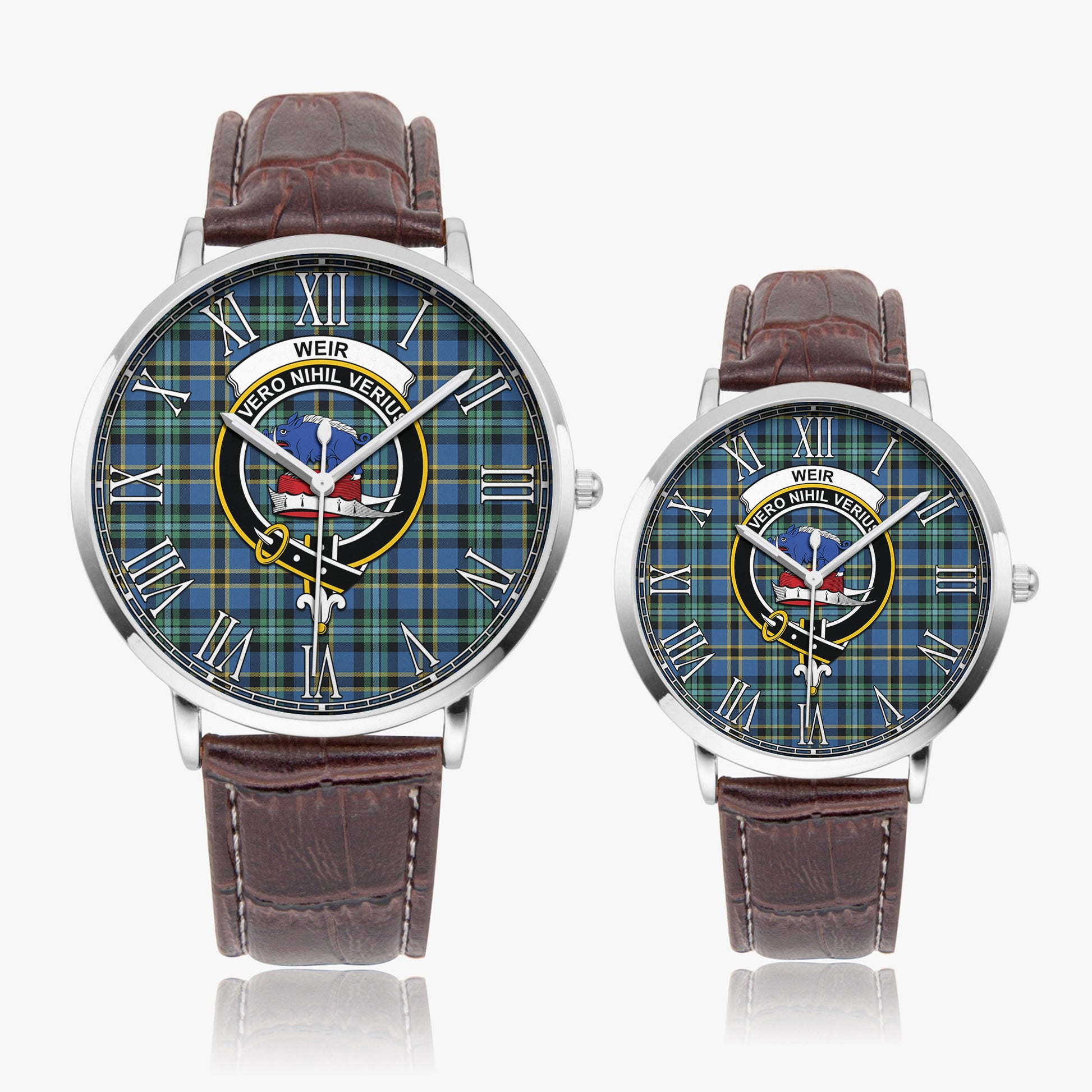 Weir Ancient Tartan Family Crest Leather Strap Quartz Watch - Tartanvibesclothing