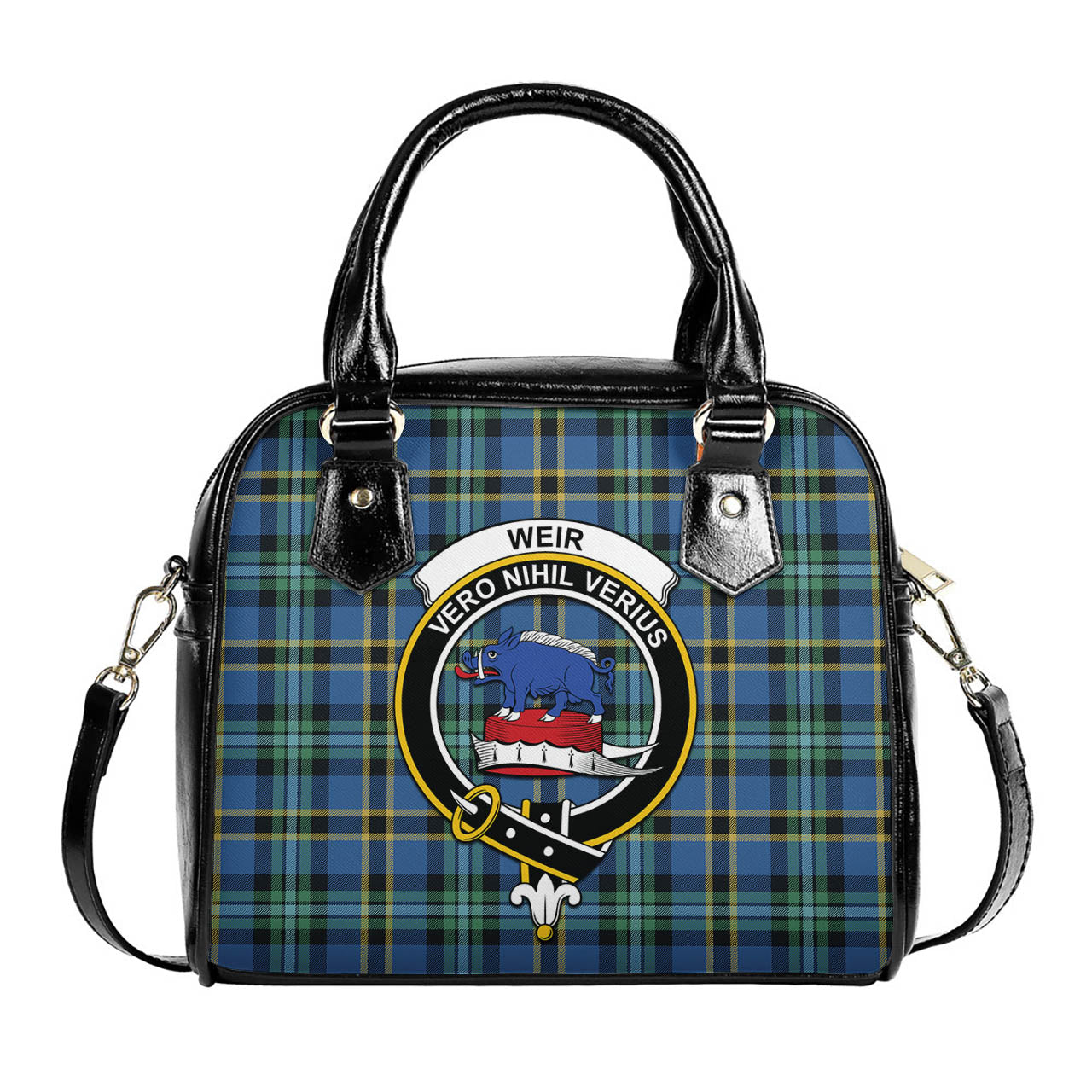 Weir Ancient Tartan Shoulder Handbags with Family Crest One Size 6*25*22 cm - Tartanvibesclothing