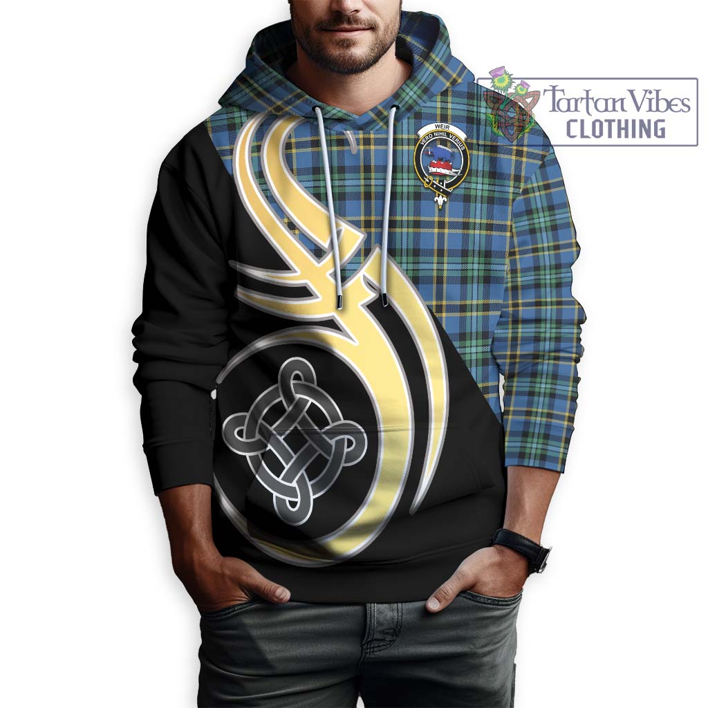 Weir Ancient Tartan Hoodie with Family Crest and Celtic Symbol Style Zip Hoodie - Tartan Vibes Clothing