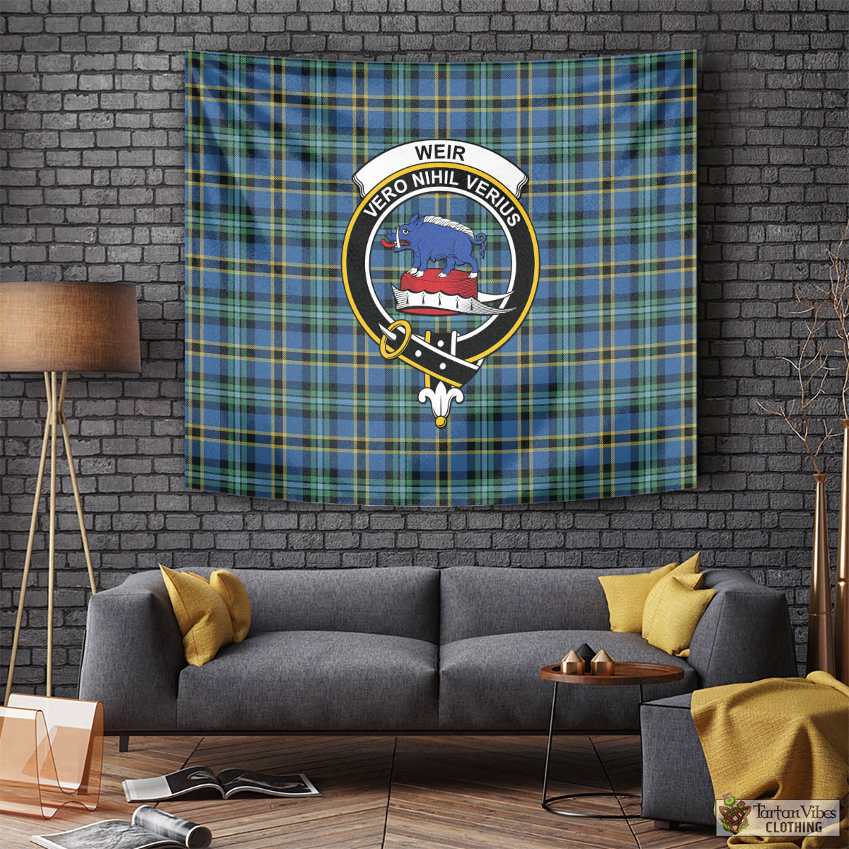 Tartan Vibes Clothing Weir Ancient Tartan Tapestry Wall Hanging and Home Decor for Room with Family Crest