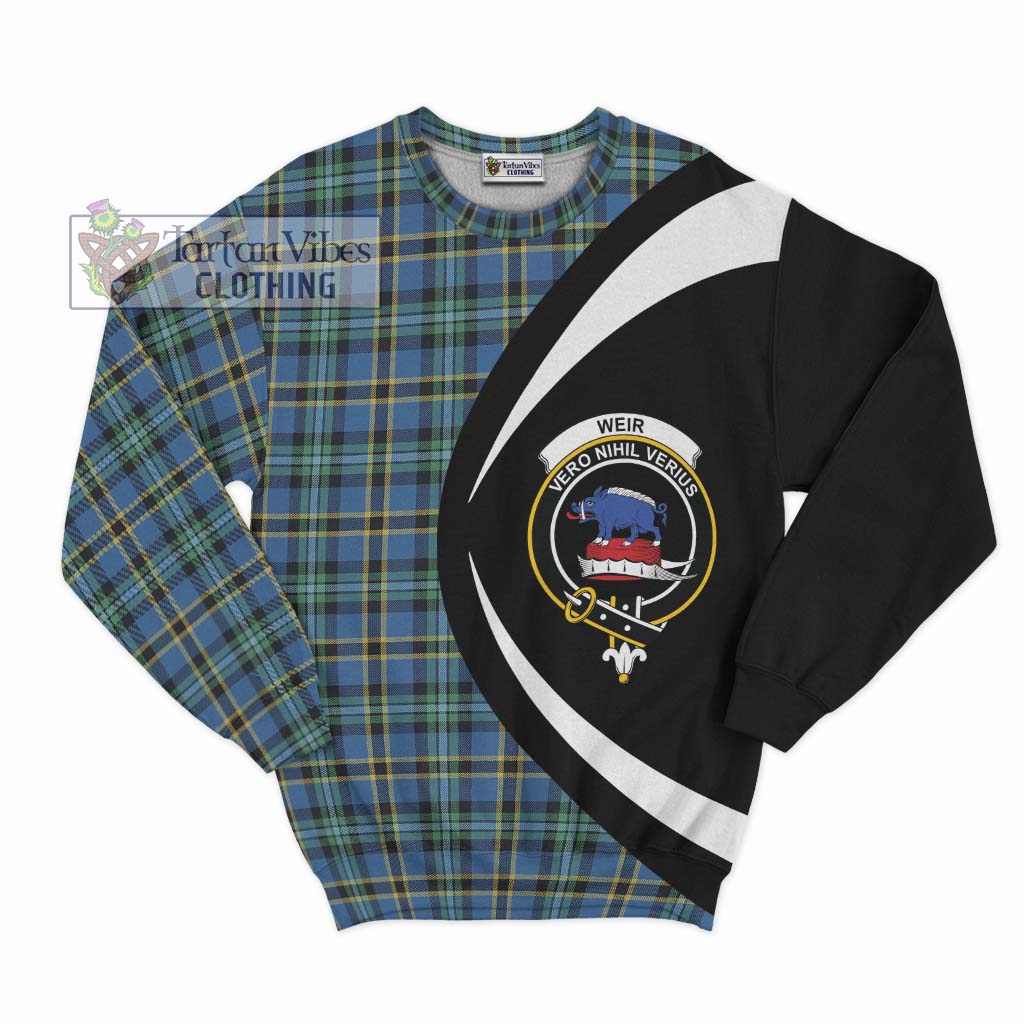 Weir Ancient Tartan Sweatshirt with Family Crest Circle Style Unisex - Tartan Vibes Clothing